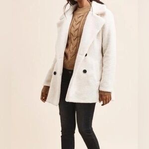 Women's White Double-Breasted Coat